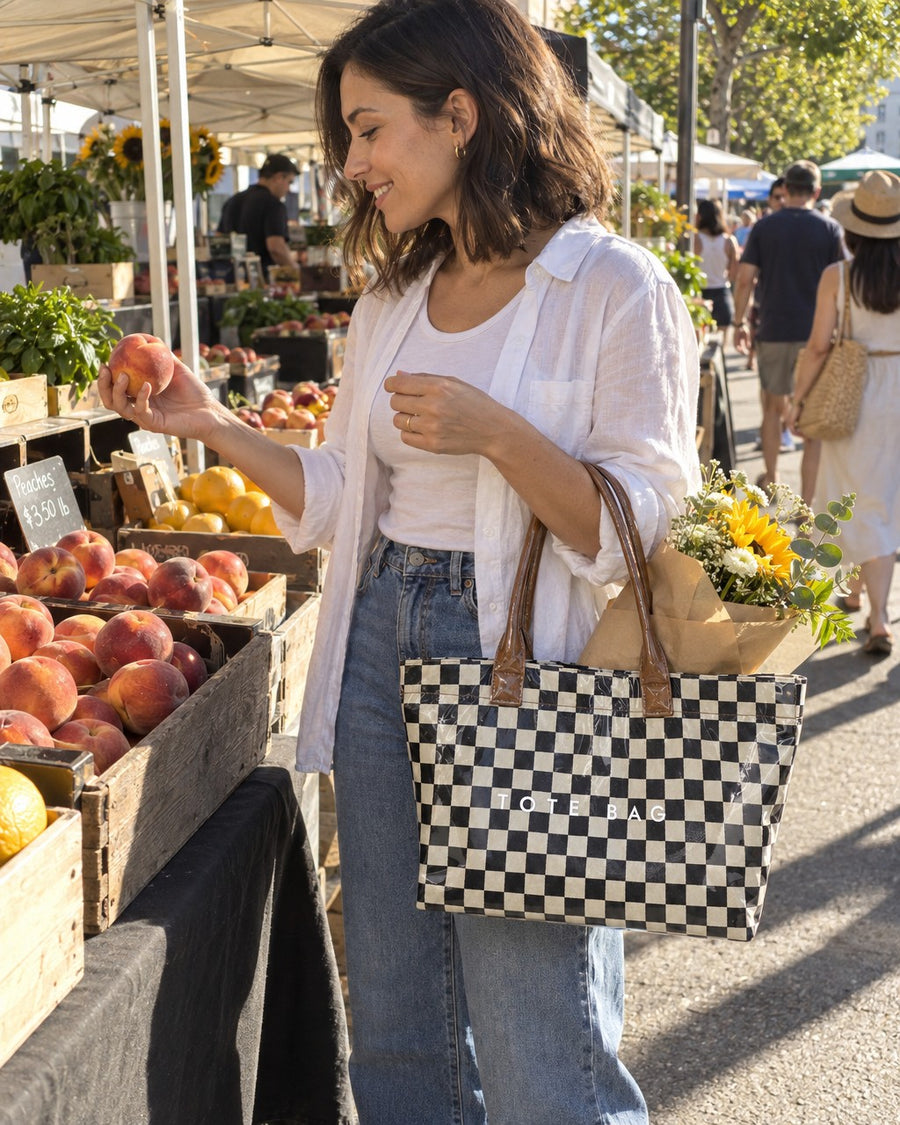 Gloss Tote styled on a model