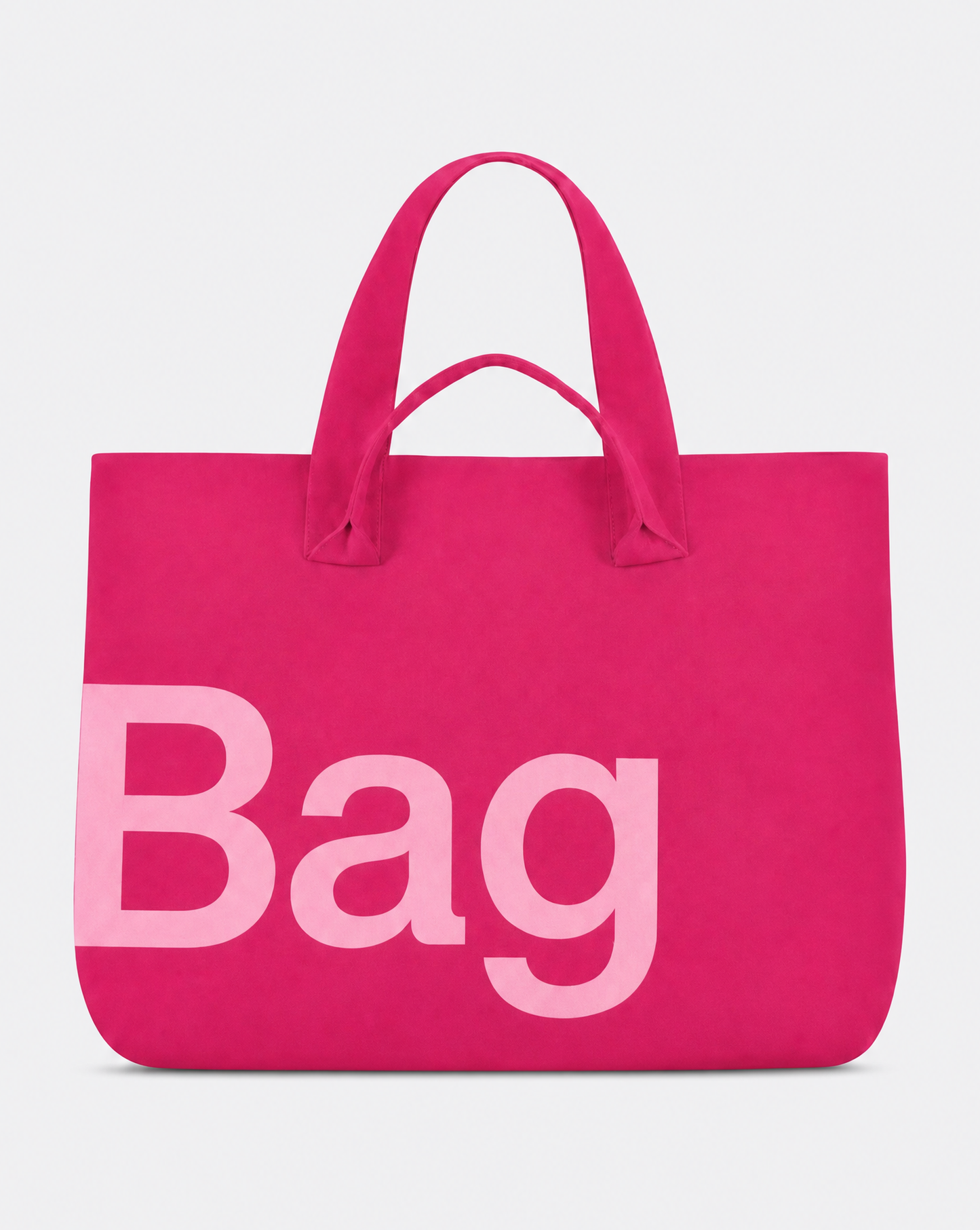 The Tribeca Tote in Raspberry, Bag-side wordmark