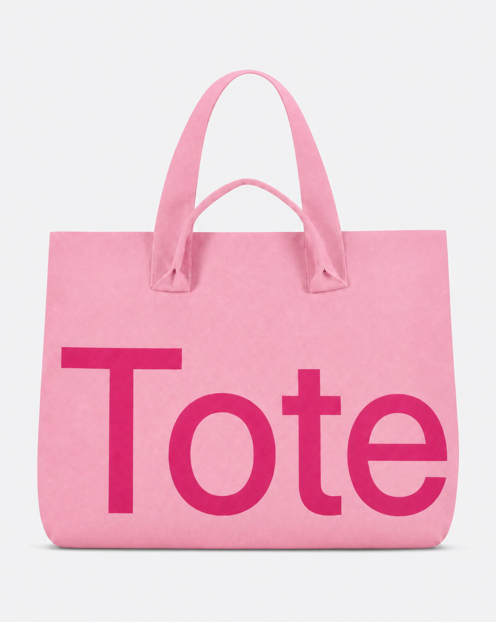 The Tribeca Tote in Raspberry, Tote-side wordmark