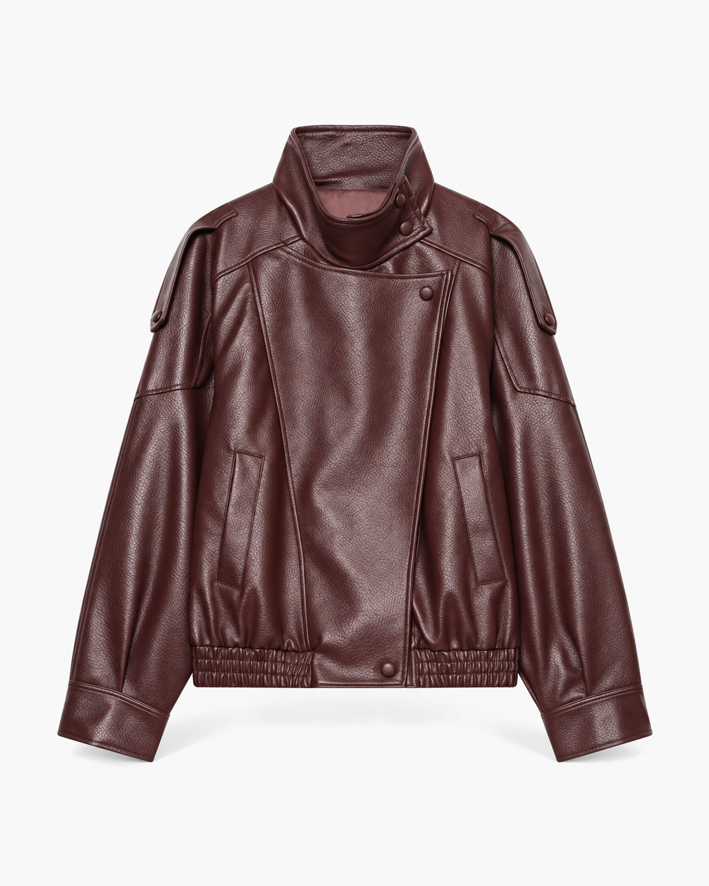 The Milan Jacket in Burgundy on a plain background, front view