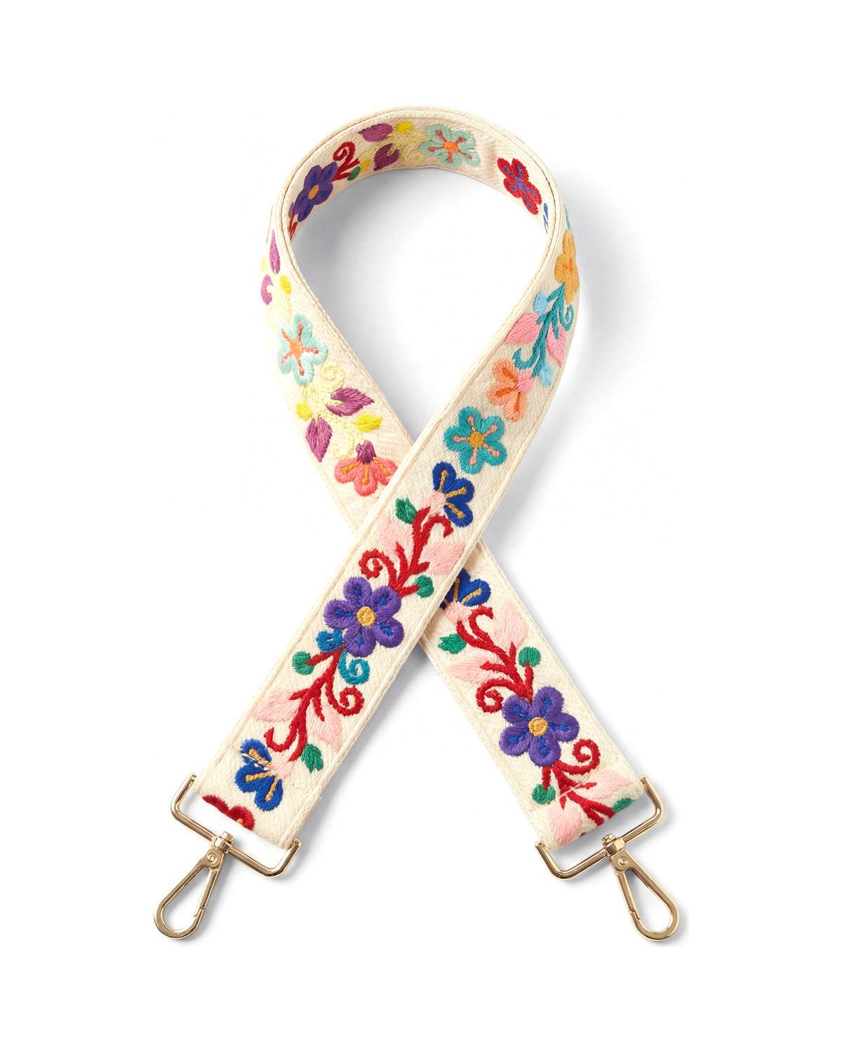 Embroidered Crossbody Strap in Florence, Gold