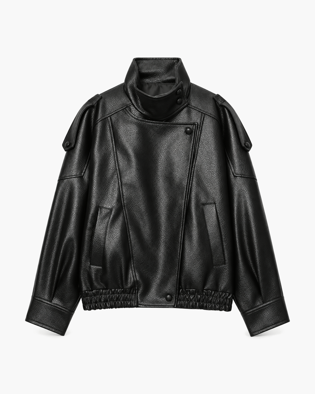 The Milan Jacket in Noir on a plain background, front view