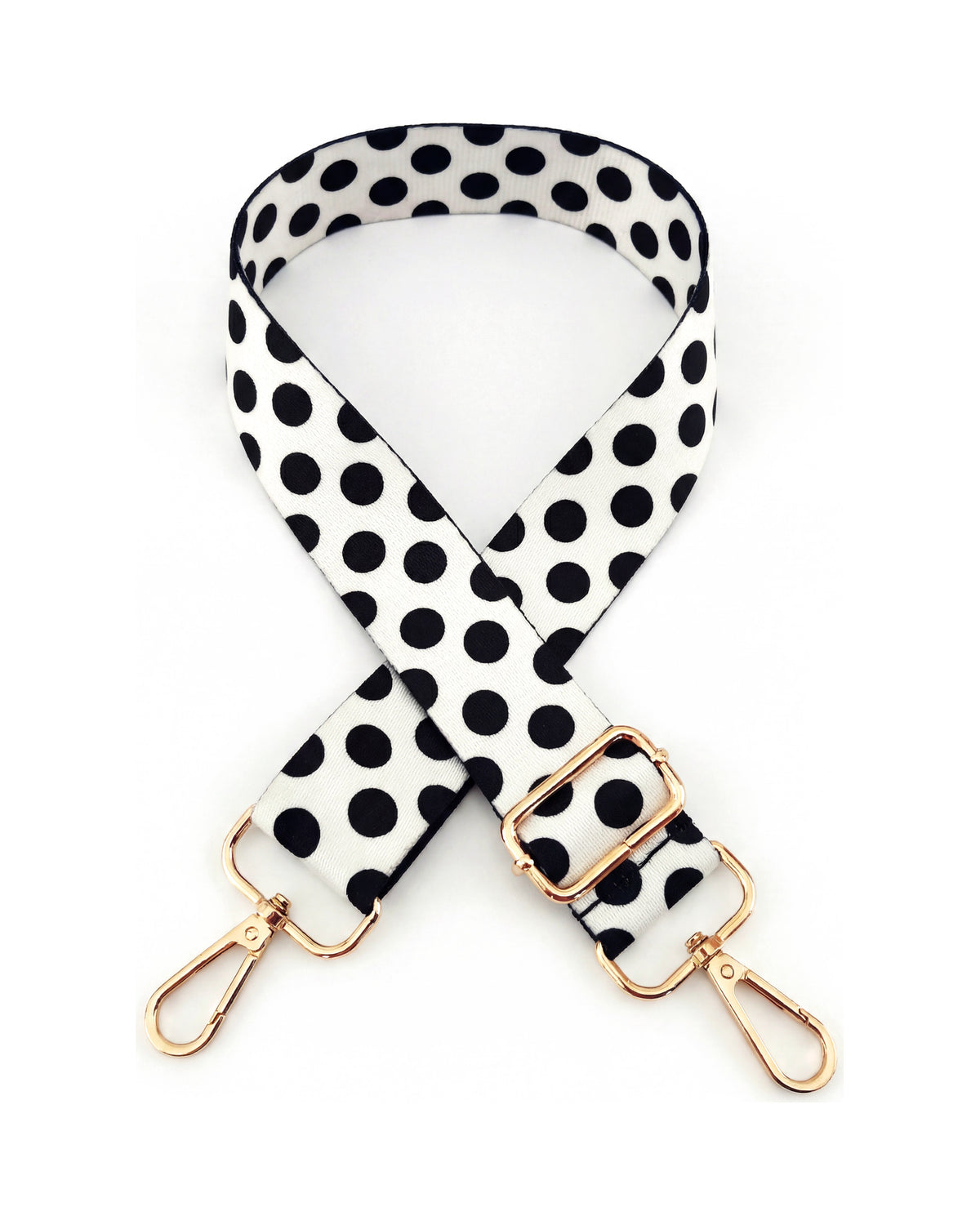 Signature Crossbody Strap in Black Polka, Gold
