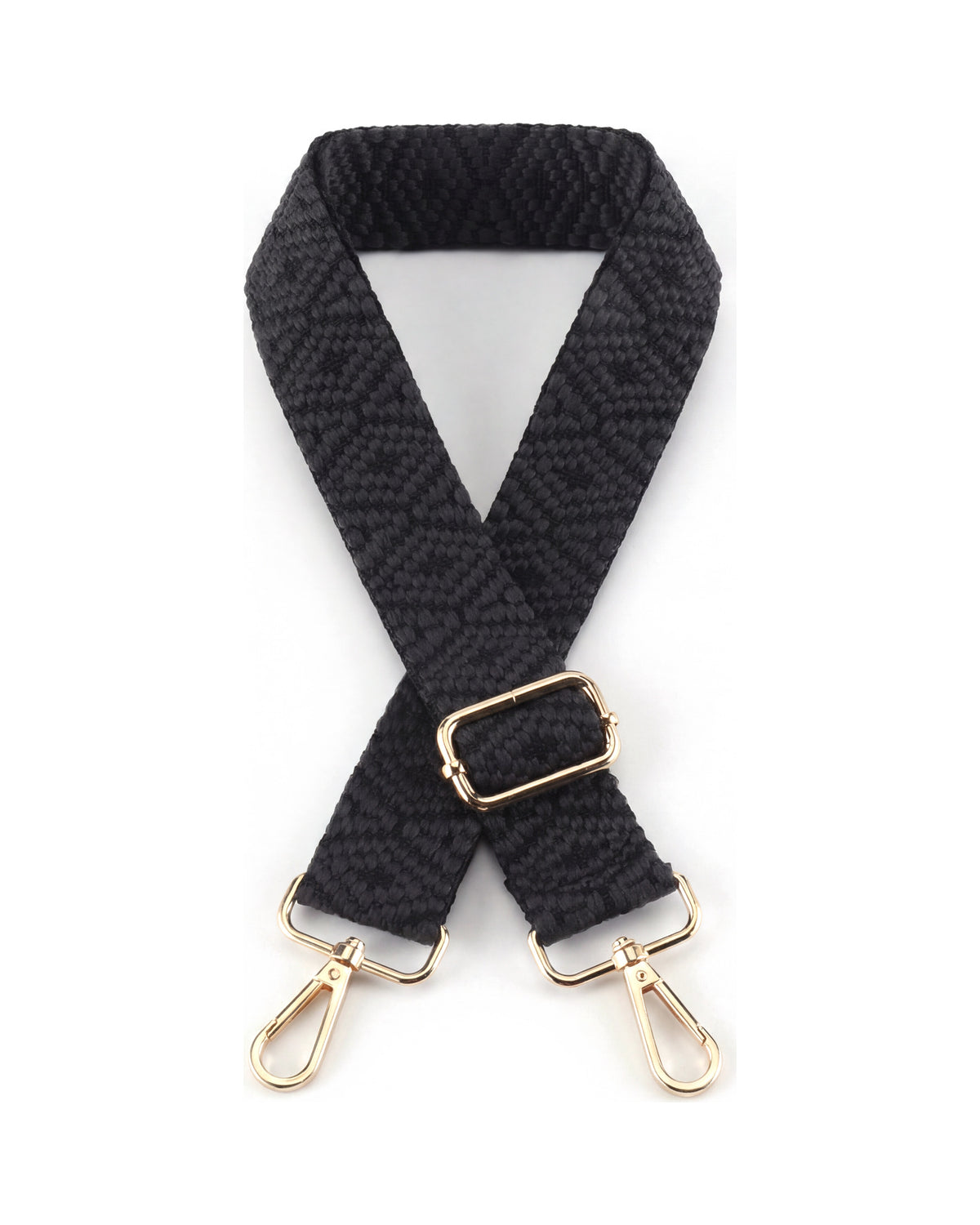 Signature Crossbody Strap in Black Stripe, Gold