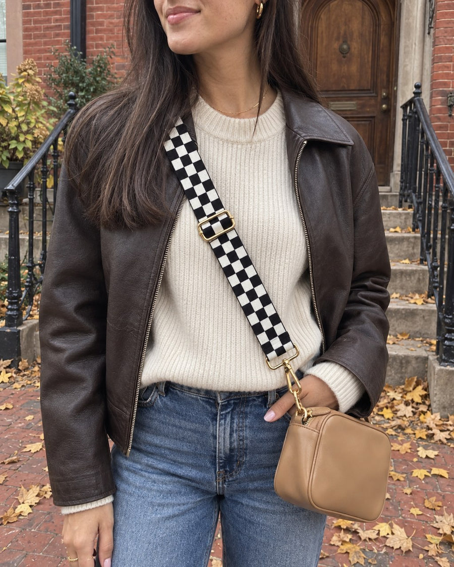 Signature Crossbody Strap styled on a model