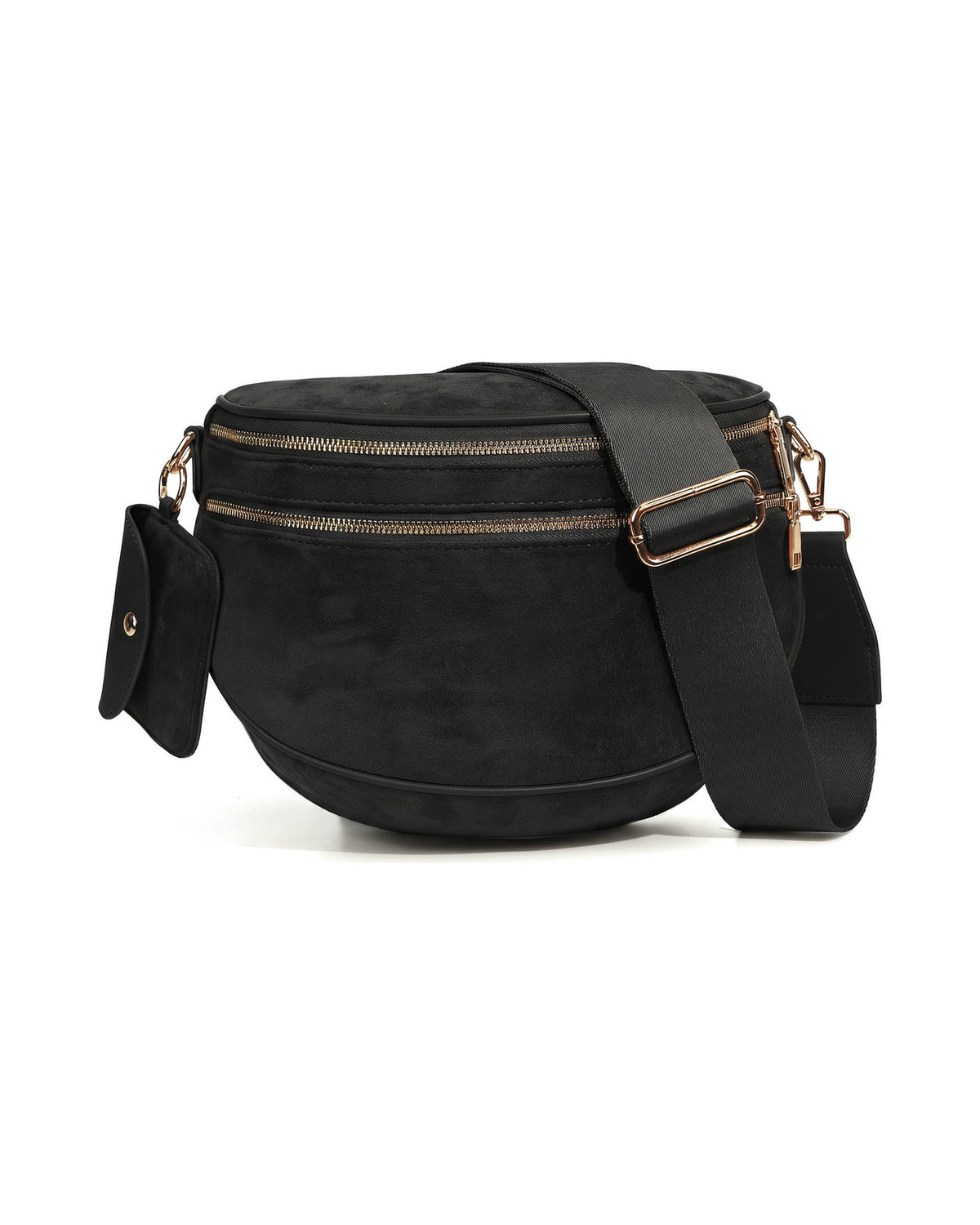 The Atlas Crossbody in Black Suede