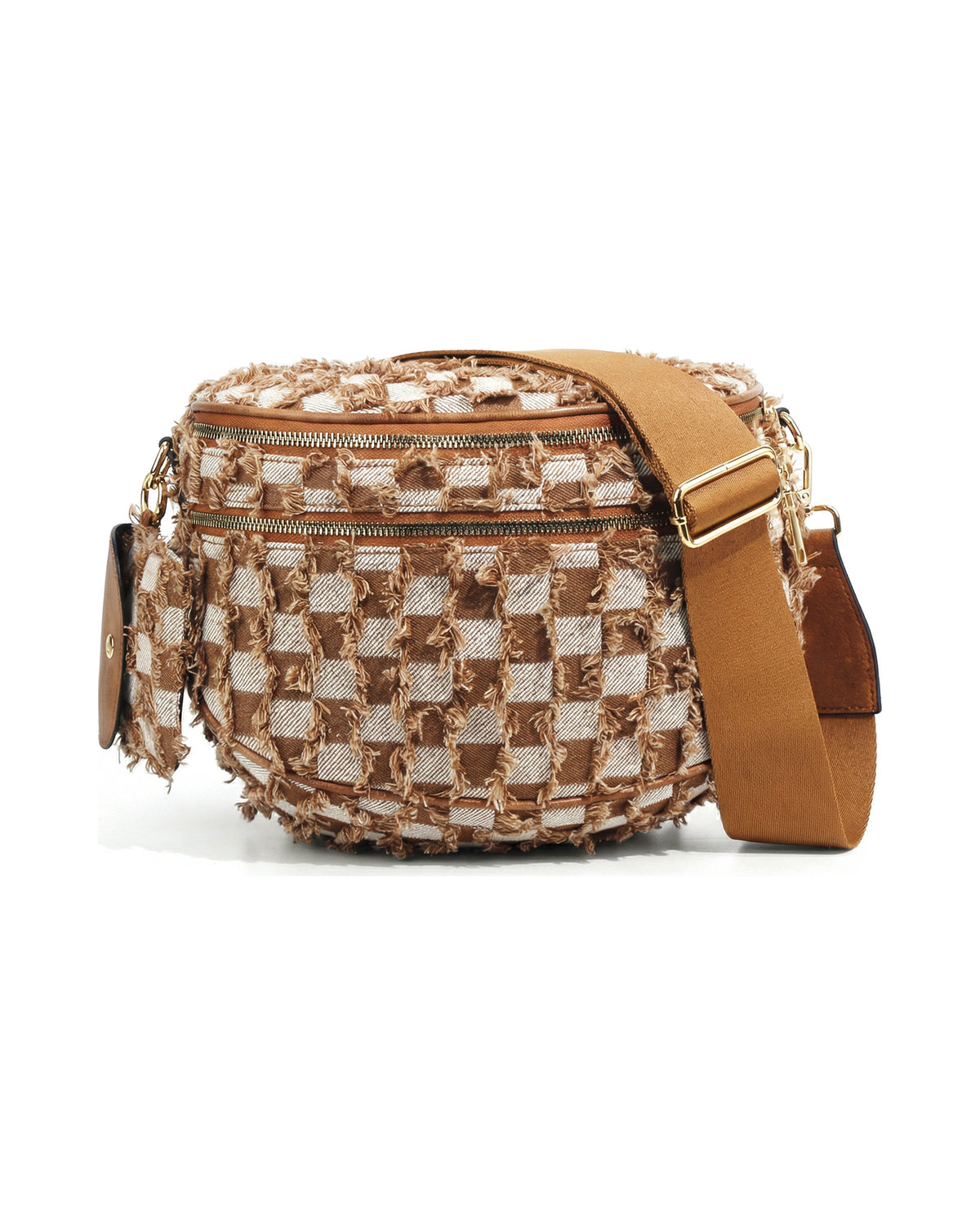 The Atlas Crossbody in Camel Check