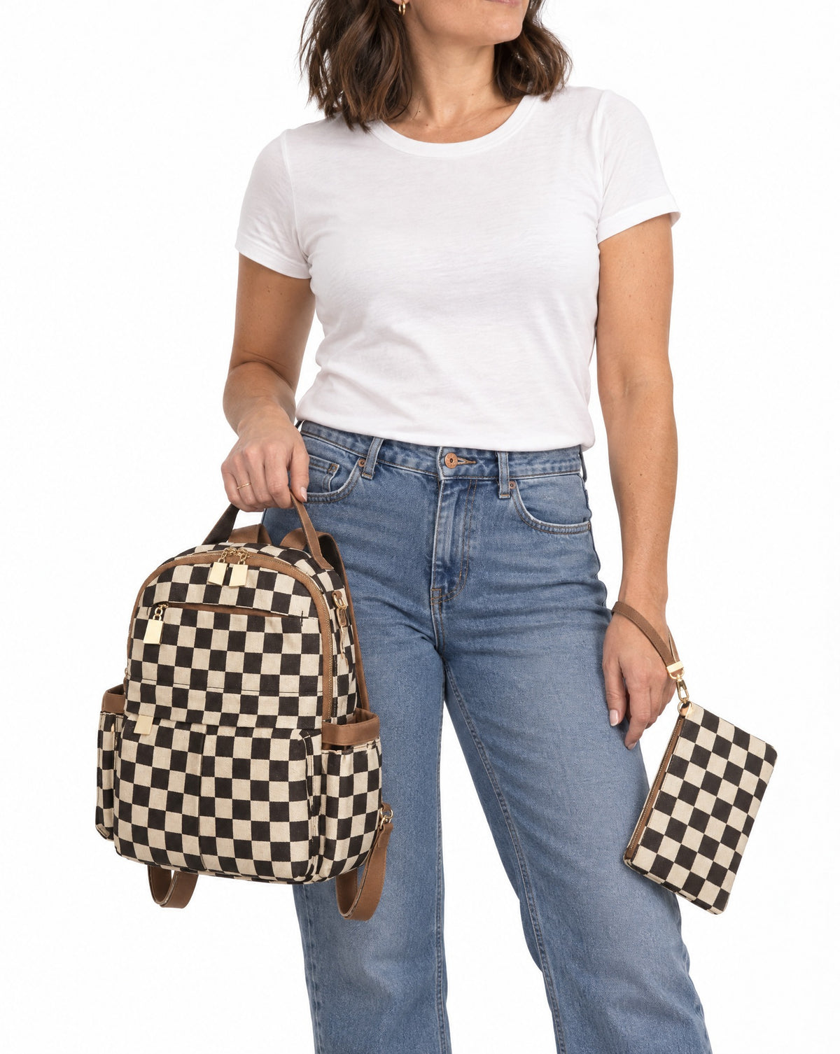 Hudson Backpack on a model, studio shot