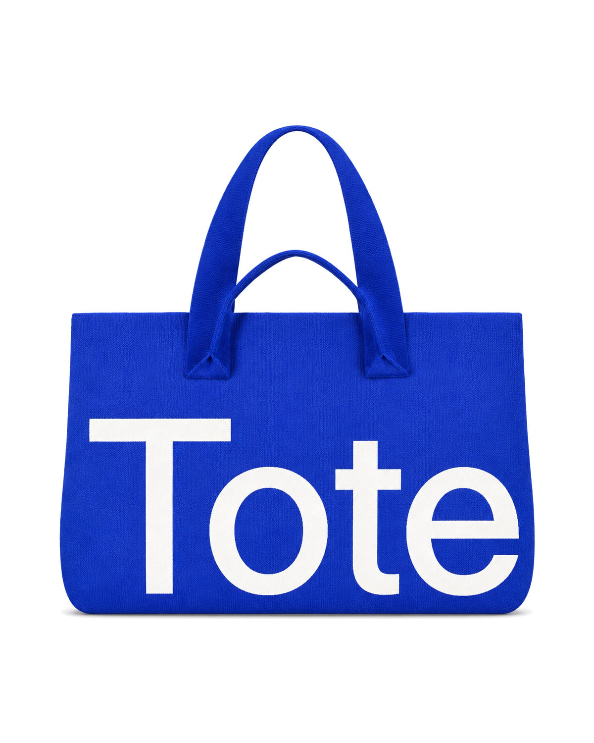 The Tribeca Tote in Cobalt Blue, Tote-side wordmark