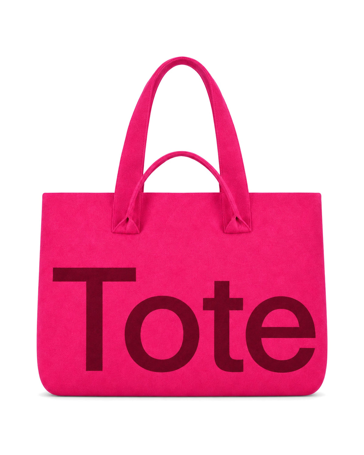 The Tribeca Tote in Hot Pink/Burgundy, Tote-side wordmark