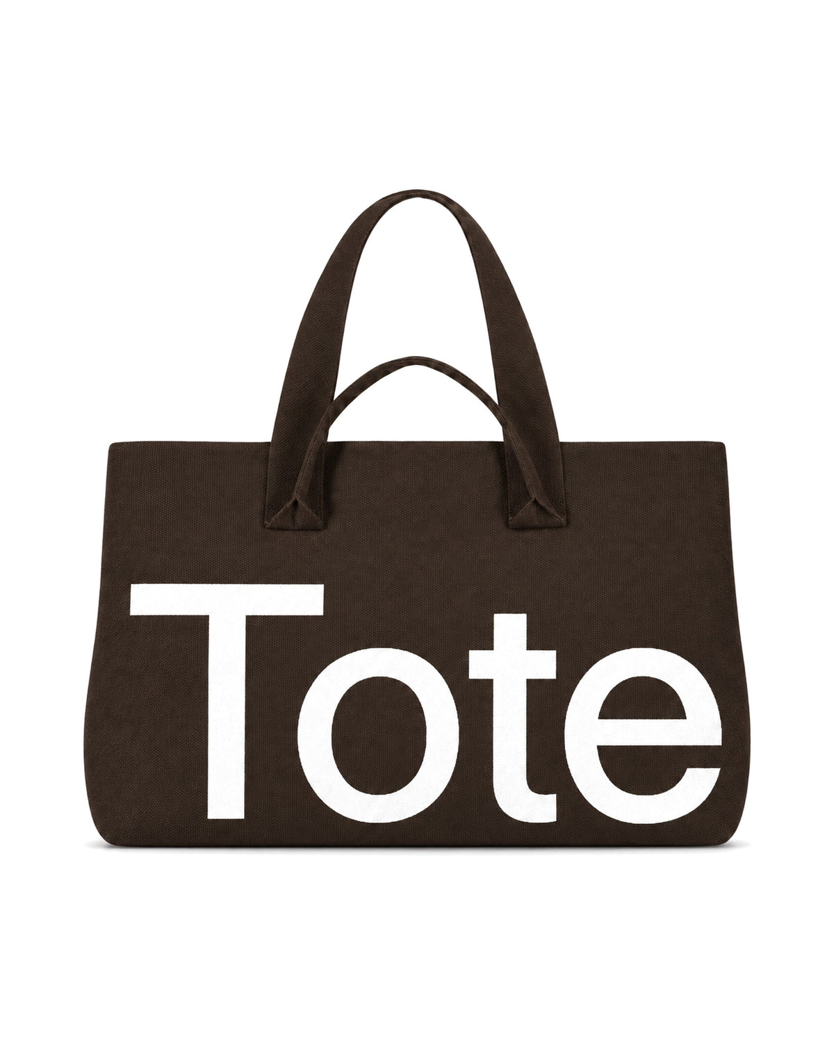 The Tribeca Tote in Mocha Brown, Tote-side wordmark